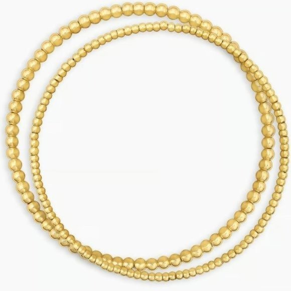 Bundle Set of 2 Waterproof stretch Gold Bead Bracelets Stacking Bracelets - Picture 11 of 15